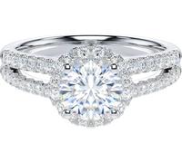 CLSDRZC Simulated Diamond Sterling Silver 1CT Round Brilliant Cut Split Shank Halo Promise Ring Engagement Ring for Women (4)