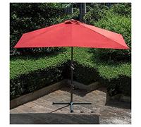CLSDRZC Small 250cm Waterproof Polyester Fabric Garden Triangle Base, Half Parasol for Lawn Deck Patio Balcony，Red