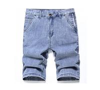 CLSDRZC Summer Men's Short Jeans Light Blue Stretch Straight Denim Shorts Thin Denim Shorts Straight Trousers