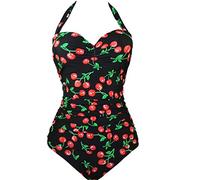 CLSDRZC Summer Swimsuit Floral Print Cherry Swimsuit Backless One Piece Summer One Piece Swimsuit
