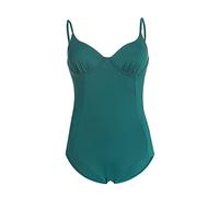 CLSDRZC Swimsuit Female Conservative Cover Belly Slimming Hot Spring Backless Dark Green Female Swimsuit