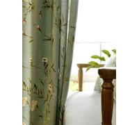 CLSDRZC Tende Boho Semi oscuranti con Motivo Floreale Verde Salvia, Lunghezza 108 Pollici in Misto Cotone e Lino, Tende Bohémien con Tasca per Asta, per Soggiorno, Camera da Letto, 1 Pannello,