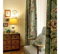 CLSDRZC Tende Boho Semi oscuranti per Fattoria con Motivi Floreali Vintage Verdi, Lunghezza 108 Pollici in Misto Cotone e Lino Tende Bohémien pieghettate per Soggiorno Camera da Letto, 1 Pannello,