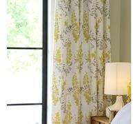 CLSDRZC Tende Boho Semi oscuranti Vintage in Granato Floreale Bianco e Giallo, Lunghezza 108 Pollici, Misto Cotone e Lino, Tende Bohémien con Tasca per Asta, per Soggiorno, Camera da Letto, 1