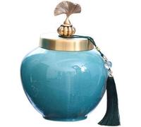 CLSDRZC Vases for Decor Vase Light Ceramic Decoration Pure Copper Cover Living Room Flower Arrangement Set New Chinese Porch Home Decoration Home Decoration(Medium)