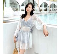 CLSDRZC Women's Bikini Three Piece Sets Swimming Suit Show Thin Anti-Sunburn Swimsuit Gathered Steel Support Swimwear Cover-ups