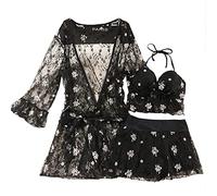 CLSDRZC Women's High Waist Bikini Set Hot Spring Three Piece Set Swimming Suit Show Thin Swimsuit Gathered Steel Support Swimwear