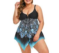 CLSDRZC Women's Swimwear Plus Size Swimsuit for Girls Tye Dye Swimdress And Women's Bottom Bikinis 2pcs Beachwear Bathing Suit