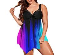 CLSDRZC Women's Swimwear Plus Size Swimsuit for Girls Tye Dye Swimdress And Women's Bottom Bikinis 2pcs Beachwear Bathing Suit