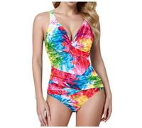 CLSDRZC Women's Tummy Control Swimsuit, Summer One-Piece Swimsuit, Retro Bikini Appearance Swimsuit, Women's Appearance Swimsuits, Swimming Dress, Padded, Tummy Control for Women, Summer,