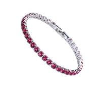 CLSSLVVBN Braccialetti tennis cubici Squisito lavoro manuale per molte occasioni Bracciale da sposa in cristallo con catena ghiacciata Rame eccellente, Platino rosa rossa 19
