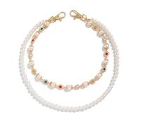 CLSSLVVBN Catena a strati alla moda con strass, fiore, perla, catena, materiale della per la, pantaloni non facili da sbiadire, d'oro