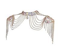 CLSSLVVBN Catena per il corpo a spalla Catena per la spalla alla moda per ballo di fine anno matrimonio spiaggia oro argento, Oro colorato, Larghezza del collo 3 cm