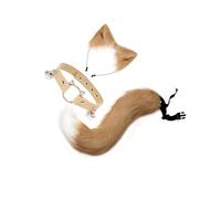 CLSSLVVBN Costume unisex, copricapo in Per maschera, cerchietto per capelli, Go Wild con orecchie e coda di animali, set per feste di Halloween, set orecchie e coda, per adulti, , Cachi