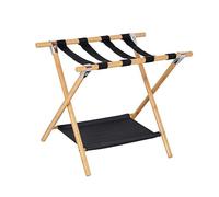 CLSSLVVBN Portavaligie in bambù con elegante supporto pieghevole per valigie, portavaligie per hotel, può essere utilizzato negli hotel, con ripiano portaoggetti in bambù ispessito