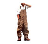 CLSSLVVBN Professionale Uomo S Streetwear Salopette Versatile ed Elegante per Il Lavoro Jeans da Uomo alla Moda in Poliestere riutilizzabili e Lavabili, Marrone, 5XL