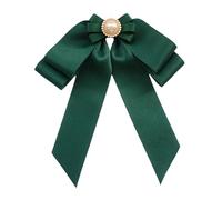 CLSSLVVBN Spilla con fiocco pre-annodato da donna, elegante spilla per cravatte, sciarpa, camicia, camicetta, nera, Verde intenso