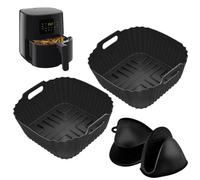 CLTPY 2 Pezzi Stampi in Silicone con Guanti da Forno in Silicone Per Friggitrice ad Aria Philips 4.1L (HD9252,HD9200,HD9255),Teglia per Friggitrice ad Aria Riutilizzabile,Accessori Friggitrice ad Aria