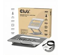 Club3D CSV-2554 - Supporto per laptop in alluminio regolabile con hub USB-C