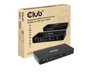 Club 3D KVM Switch/Dock DisplayPort/HDMI 4K60Hz per 2 ingressi USB Type-C