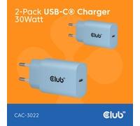 Club 3D Lifestyle Ladegerät USB-C 30Watt 2Stk blau retail CAC-3022