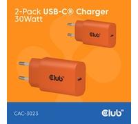 Club 3D USB-C PD3.0 Ladegerät 30 Watt 2 Pezzoorange Caricabatteria CAC-3023