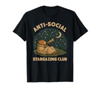 Club Anti-Sociale per osservare Le Stelle Orso Carino con telescopio retrò Maglietta