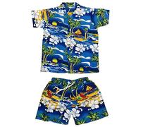 CLUB CUBANA Set Camicia e Pantaloncini per Bambini Ragazzi Ragazze Bambine Slim Fit Classic Manica Corta Casual Floreale Hawaiana (Age 4-5)