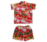 CLUB CUBANA Set Camicia e Pantaloncini per Bambini Ragazzi Ragazze Bambine Slim Fit Classic Manica Corta Casual Floreale Hawaiana (Age 6-7)