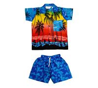 CLUB CUBANA Set Camicia e Pantaloncini per Bambini Ragazzi Ragazze Bambine Slim Fit Classic Manica Corta Casual Floreale Hawaiana (Age 4-5)