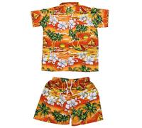 CLUB CUBANA Set Camicia e Pantaloncini per Bambini Ragazzi Ragazze Bambine Slim Fit Classic Manica Corta Casual Floreale Hawaiana (Age 2-3)