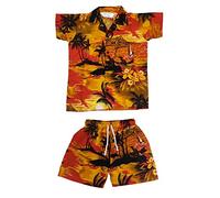 CLUB CUBANA Set Camicia e Pantaloncini per Bambini Ragazzi Ragazze Bambine Slim Fit Classic Manica Corta Casual Floreale Hawaiana (Age 4-5)