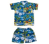 CLUB CUBANA Set Camicia e Pantaloncini per Bambini Ragazzi Ragazze Bambine Slim Fit Classic Manica Corta Casual Floreale Hawaiana (Age 8-9)