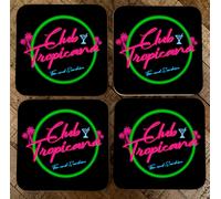 Club Tropicana Cocktail Barrette Sottobicchieri Set Di 4 - BAR A Casa Legno Pub