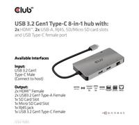 Club3D Club 3D USB C 8-1 Hub Dual Hdmi CSV-1593