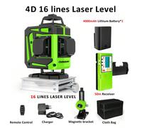 Clubiona 4D16 Misuratore di linea di proiezione di linea, livello ad alta precisione con telecomando e livello laser autolivellante a 360° per pavimento, parete e soffitto specificaColore del raggio l