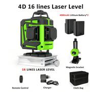 Clubiona 4D16 Misuratore di linea di proiezione di linea, livello ad alta precisione con telecomando e livello laser autolivellante a 360° per pavimento, parete e soffitto specificaColore del raggio l