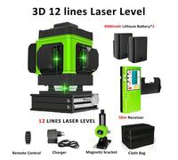 CLUBIONA IE12A Livello Laser Verde 3D a 12 Linee Linee Trasversali Orizzontali e Verticali con Autolivellamento Automatico, per Interni ed Esterni Specifica:Colore del raggio laser: verdeStandard: 12