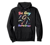Clue Be Gay Solve Crime Colorful Weapons Distressed Style Felpa con Cappuccio