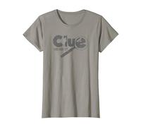 Clue Who Done It? Magnifying Glass Distressed Logo Maglietta, Donna, Ardesia, L