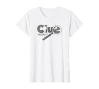 Clue Who Done It? Magnifying Glass Distressed Logo Maglietta, Donna, Bianco, 3XL