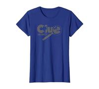 Clue Who Done It? Magnifying Glass Distressed Logo Maglietta, Donna, Blu Reale, S