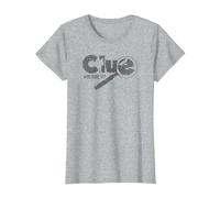 Clue Who Done It? Magnifying Glass Distressed Logo Maglietta, Donna, Grigio Melange, S