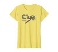 Clue Who Done It? Magnifying Glass Distressed Logo Maglietta, Donna, Limone, XL