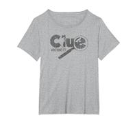 Clue Who Done It? Magnifying Glass Distressed Logo Maglietta, Donna Plus-Size, Grigio Melange, 4X