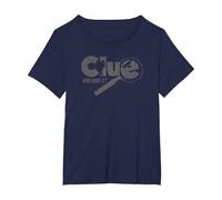 Clue Who Done It? Magnifying Glass Distressed Logo Maglietta, Donna Plus-Size, Navy, 1X