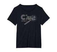 Clue Who Done It? Magnifying Glass Distressed Logo Maglietta, Donna Plus-Size, Nero, 3X