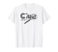 Clue Who Done It? Magnifying Glass Distressed Logo Maglietta, Uomo, Bianco, XXL
