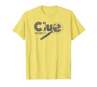 Clue Who Done It? Magnifying Glass Distressed Logo Maglietta, Uomo, Limone, L