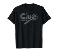 Clue Who Done It? Magnifying Glass Distressed Logo Maglietta, Uomo, Nero, XL